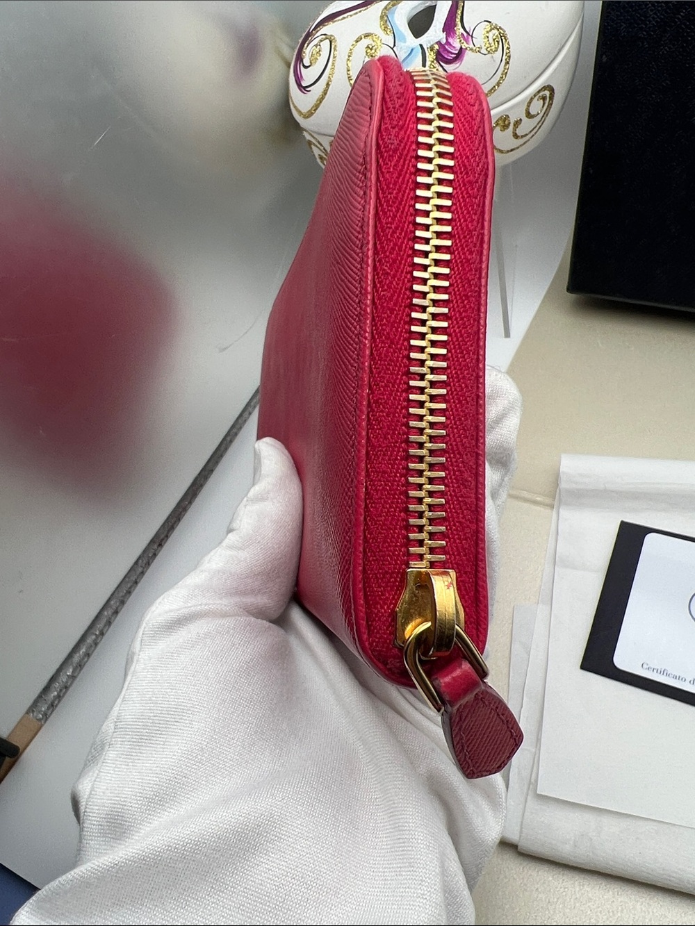 Prada Fuchsia Saffiano Leather Bow
Continental Wallet W/Box Authentication Card - Picture 4 of 17